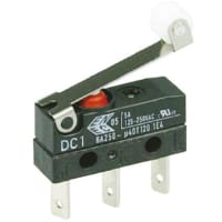 ZF Electronics Switch, Snap Action, SPDT, NO/NC, IP67, Roller Actuator, Silver Alloy, 6A, 250VAC, Tab