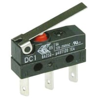 ZF Electronics Switch, Snap Action, SPDT, NO/NC, IP67, Lever Actuator, Silver Alloy, 6A, 250VAC, Tab