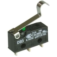 ZF Electronics Switch, Snap Action, SPDT, NO/NC, Sim Roller Actuator, Gold/Silver, 100mA, 30VDC, Sldr