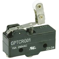 ZF Electronics Switch, Snap Action, SPDT, NO/NC, Button Act, Silver Alloy Contact, 15A, 250VAC, Screw