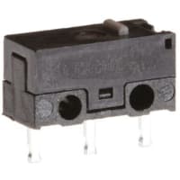 ZF Electronics Switch, Snap Action, SPDT, NO/NC, Button Actr, Gold Plated Contact, 50mA, 30VDC, RA PCB