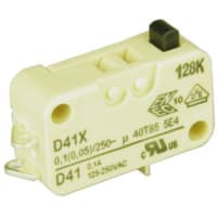 ZF Electronics Switch, Micro, SPDT, NO/NC, Straight Button Actuator, Gold Contacts, 100mA, 250VAC, Sldr