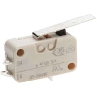 ZF Electronics Switch, Snap Action, SPDT, NO/NC, Lever Actuator, Gold Contact, 100mA, 250VAC, Solder