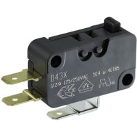 ZF Electronics Switch, Snap-Action, SPDT, ON-MOM, IP50, Button Actuator, Silver Contacts, 5A, 250VAC.Q