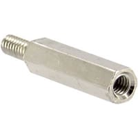 Abbatron / HH Smith Standoff, 1 in., 8-32, Brass, Hex, Nickel Plated, 13/32 in., 7/16 in.