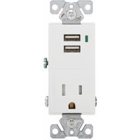 Arrow Hart USB receptacle, Combo 2 port, 15Amp, 125V