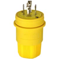 Arrow Hart Watertight plug, Yellow, 3pole, 4 wire grounding, backwire, 30A 250V, 18-10 AWG