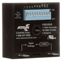 Artisan Controls Timer, On Delay, 1-1024s, SSR, SPST-NO, 1A at 288VAC/VDC, Pnl-Mnt, Quick Connect