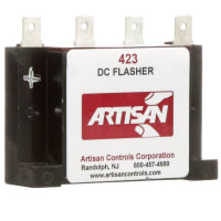 Artisan Controls Flasher, 1 A, 24 VDC, Solid State DC, 60 FPM, 50%, Quick Connect, -20 C, 85 C