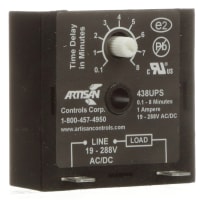 Artisan Controls Timer, On Delay, 1s-480s, SSR, SPST-NO, 1A@288VAC/VDC, Pnl-Mnt, Quick Connect