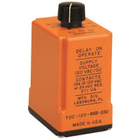 ATC Diversified Electronics Time Delay Relay, DPDT, 10A, 1/6HP @ 240VAC