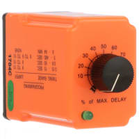 ATC Diversified Electronics Relay, Time Delay, Programmable, SPDT, 110/120VAC/VDC, Knob Adjust, Octal Plug-In