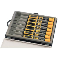 Aven Precision Screwdriver Set, Case, 7 Pc, Phillips/Slotted, Black Tip, Free Turning Cap