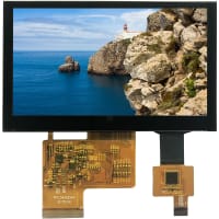 AZ Displays Display, 800x480 RES, 600N, -20 to 70C, 4.3 in. LCD, RGB, Captive Touch, TFT Mod