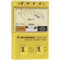 B&K Precision Tester, Insulation, 0.2 to 1000 Megohms, 500 VDC, 500 uA, Analog, +/- 5%, 4 hr