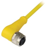 Balluff Cordset, M12 Female to Cut-end, Yellow, 4 cond., 5m, PVC, BCC Series