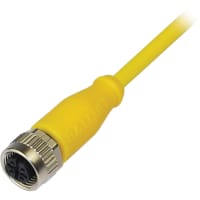 Balluff Cordset, M12 Male to M12 Female, Yellow, 4 cond., 5m, PVC