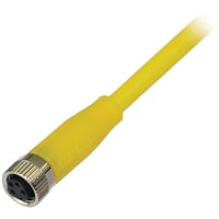 Balluff Cordset, M8 Female to Cut-end, Yellow, 4 cond., 5m, PVC