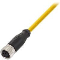 Balluff Cordset, M12 Female to Cut-end, Yellow, 4 cond., 10m, PVC