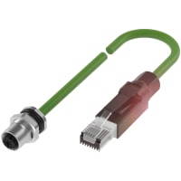 Balluff Connector, Female M12, Male RJ45, PUR shielded, 0.60 m, Drag chain compatible