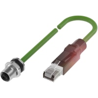 Balluff Connector, Female M12, Male RJ45, PUR shielded, 1.00 m, Drag chain compatible