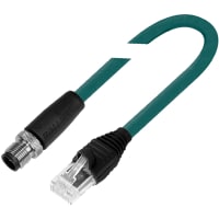 Balluff M12-RJ45, Male Straight - Male Straight, 10m, Cat5e, Industrial EtherNet