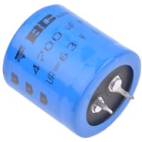 BC Components / Vishay 4700uF 63 V Aluminum Electrolytic Capacitor, 090 Series 5000h 30 (Dia.) x 32mm