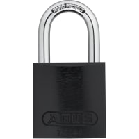 ABUS USA Padlock, Annodized Al, 1-1/2in W, Shackle 1/4in D 1-1/16in H 13/16in W, KD, Black