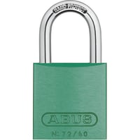 ABUS USA Padlock, Annodized Al, 1-1/2in W, Shackle 1/4in D 1-1/16in H 13/16in W, KD, Green