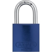 ABUS USA Padlock, Annodized Al, 1-1/2in W, Shackle 1/4in D 1-1/16in H 13/16in W, KD, Blue