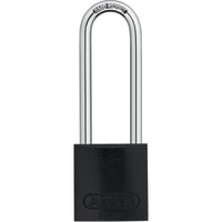 ABUS USA Padlock, Annodized Al, 1-1/2in W, Shackle 1/4in D 3in H 13/16in W, KD, Black