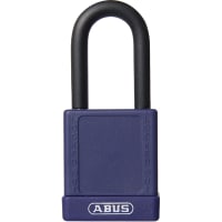 ABUS USA Padlock, Plastic Covered, 1-1/2in W, Shackle 1/4in D 1-1/2in H 3/4in W, KD, Purple