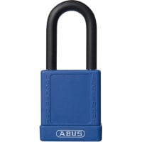 ABUS USA Padlock, Plastic Covered, 1-1/2in W, Shackle 1/4in D 1-1/2in H 3/4in W, KD, Blue