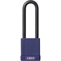 ABUS USA Padlock, Plastic Covered, 1-1/2in W, Shackle 1/4in D 3in H 3/4in W, KD, Purple