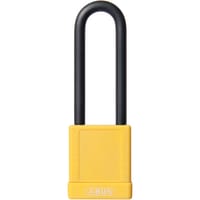 ABUS USA Padlock, Plastic Covered, 1-1/2in W, Shackle 1/4in D 3in H 3/4in W, KD, Yellow