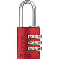 ABUS USA Padlock, Combo, 3 Dial, 52.5mm H, 22.5mm W, Shackle 3mm Dia, Red