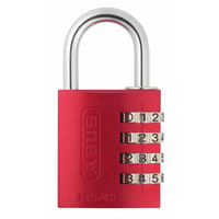 ABUS USA Padlock, Combo, 4 Dial, 77mm H, 41.5mm W, Shackle 6mm Dia, Red