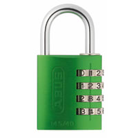 ABUS USA Padlock, Combo, 4 Dial, 77mm H, 41.5mm W, Shackle 6mm Dia, Green