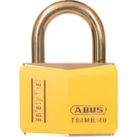 ABUS USA Padlock;Brass;Vinyl Casing;4 Pin;1-13/16in W;Shackle 13/16in H 1/4in D;KA;Yellow