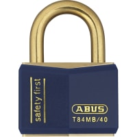 ABUS USA Padlock;Brass;Vinyl Casing;4 Pin;1-13/16in W;Shackle 13/16in H 1/4in D;KD;Blue