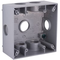 BELL 2-Gang Waterproof Box (7) 3/4" Outlet with Side Handles Gray