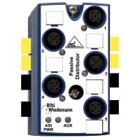 Bihl+Wiedemann Passive Distributor AS-i/AUX to 5 x M12 sockets, 5 poles, depth 42 mm, IP67