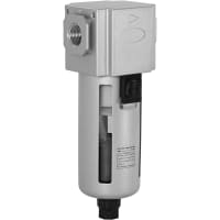 Bimba MFD Filter, 400 Series, 1/2 NPT Ports, Auto Drain, Nylon Bowl w/Metal Guard, Bracke