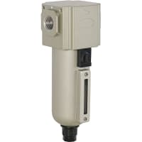 Bimba MFD Filter, 400 Series, 1/2 NPT, 5Mic, Semi-Auto Drain, Metal Bowl, Brkt