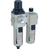 Bimba MFD Filter-Regulator-Lubricator, 200, 1/8NPT, 5Mic, Semi-A Drn, 130psi, PC Bwl/Mtl Gd, Bkt