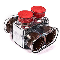 Blackburn by ABB Alum. Multi-Tap Cable Block, 2Way, 1/0-750kcmil, 3"L x 3.13"W x 2.38"H, 2Outl